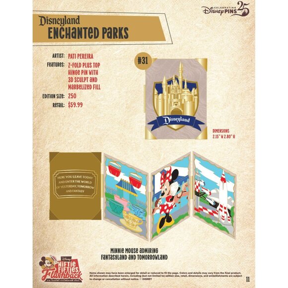 NEW! Minnie Mouse Admiring Fantasy Land & Tomorrow land t Z fold LE 250 PIN ARTI - Picture 3 of 3